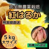 【5kg】熊本直送 紅はるか大サイズ 完全無農薬栽培（有機JAS認証/土付き）