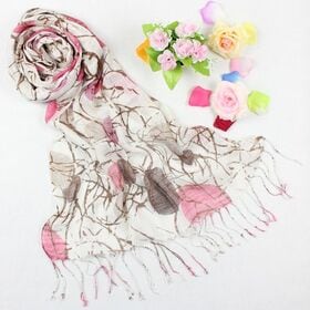 【ピンク系】UVカット柄リネンストール | 大判UVストール スカーフ