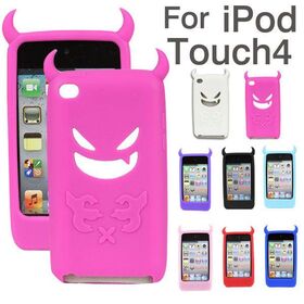 【レッド/iPod touch4】ソフトシリコンケースカバー【悪魔デビル】