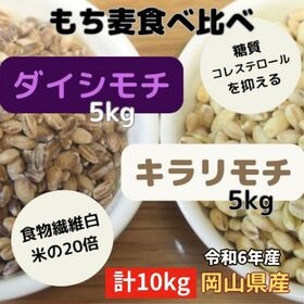 【2種計10kg】令和6年産 岡山県産2種類のもち麦セット（キラリモチ＆ダイシモチ） | 美味しく楽しく健康に！食物繊維が白米の20倍！白米と混ぜて炊くだけ。