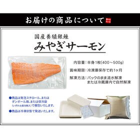 【400-500g】みやぎサーモン 半身 皮なし骨取り済 養殖 生食用 [[みやぎサーモン]