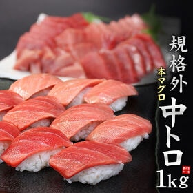 【1kg】規格外 本マグロ中トロ1kg 解凍レシピ付 刺身[...