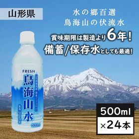 【500mL×24本】山形 鳥海山水(賞味期限5年以上)保存水 ナチュラルミネラルウォーター | 標高2,236mを誇る山形県の最高峰 水の郷百選 鳥海山の伏流／長期保存水 備蓄水 防災