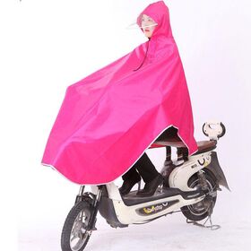 【マゼンタ】自転車用レインポンチョ【男女兼用】 | レインコート レインウエア クリアバイザー