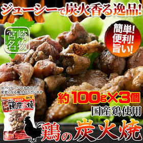 日向屋 鶏炭火焼 約100g 3袋セット日向屋オリジナル塩胡椒 にんにくローストオニオンで味付け