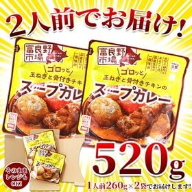 ゴロッと 玉ねぎ と骨付き チキン の スープカレー【1人前260g×2袋】富良野市場