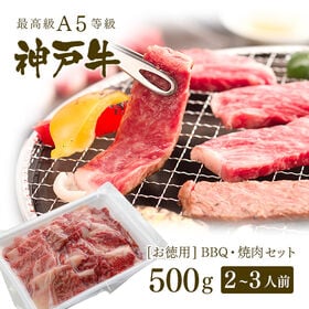 【500g】A5等級 神戸牛赤身・霜降り・カルビ　BBQ 焼肉セット