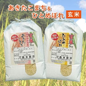 【玄米】令和6年産 秋田仙北産あきたこまち5kg・岩手県花巻産ひとめぼれ5kg　食べ比べセット