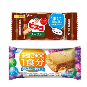 グリコ ビスコミニパック〈メープル10個〉＆ バランスオンminiケーキ〈チーズケーキ16コ〉