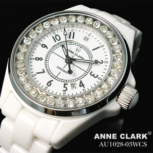 白】ANNE CLARK レディース クォーツ ウォッチ（天然ダイヤ入り、フル