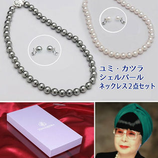 ユミ・カツラ シェルパール ネックレス2点セット .ピアス / ホワイトを