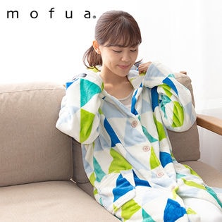 フラッグ柄グリーン]mofua プレミアムマイクロファイバー着る毛布 ...