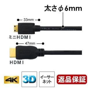 2m】ミニHDMIケーブル AVC-HDMI20MN HDMI-miniHDMIケーブルを税込 