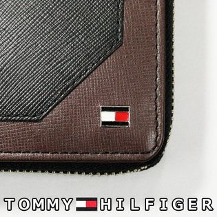 TOMMY HILFIGERトミーヒルフィガー レザー ラウンドファスナー長財布を