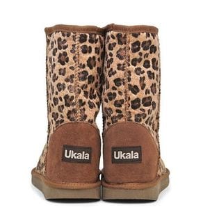 23cm】UKALA レディース ムートンブーツ【HEIDI LOW X80106】LEOPARDを