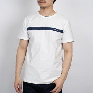 Sサイズ[A.P.C.]Tシャツ YUKATA COLOR M'S TEE ホワイト×ネイビーを
