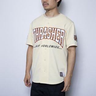 Sサイズ[HUF×THRASHER]Tシャツ CENTER FIELD BASEBALL ベージュを税込