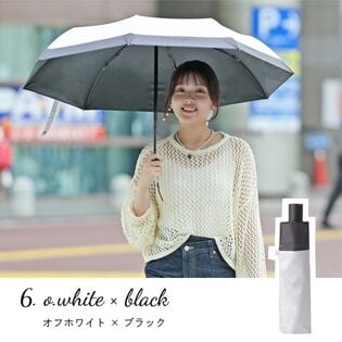 【オフホワイト×ブラック】晴雨兼用折りたたみ日傘【使いやすいワンタッチ】