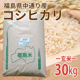 【30kg (30kg×1袋)】令和6年産 新米 【玄米】 福島県中通り産コシヒカリ