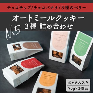 【日替数量限定】【70g×3個セット】オートミールクッキー詰め合わせ 【チョコチップ/チョコバナナ/3種のベリー】【先行チケット利用NG】