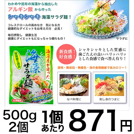シャキシャキ海藻サラダ麺 500g 2個セットを税込 送料込でお試し サンプル百貨店 株式会社アウトライド
