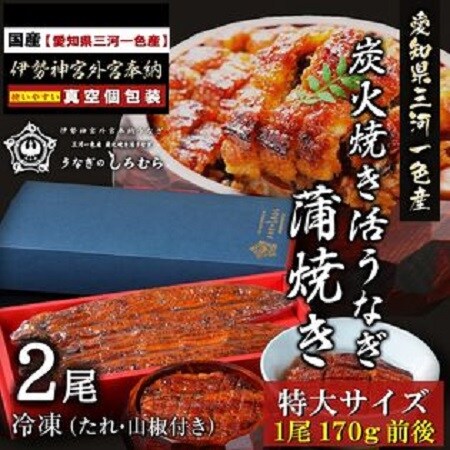 170g前後×2本セット】特大 三河一色産 炭火焼き活うなぎ 蒲焼きを税込