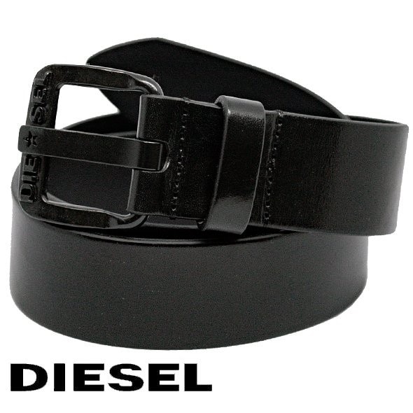 DIESEL ディーゼル レザー メンズベルト ブラックを税込・送料込でお