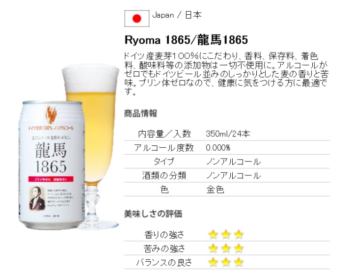 龍馬 1865（ノンアルコールビール）350ml×24缶を税込・送料込でお試し ｜ サンプル百貨店 | クリックル株式会社